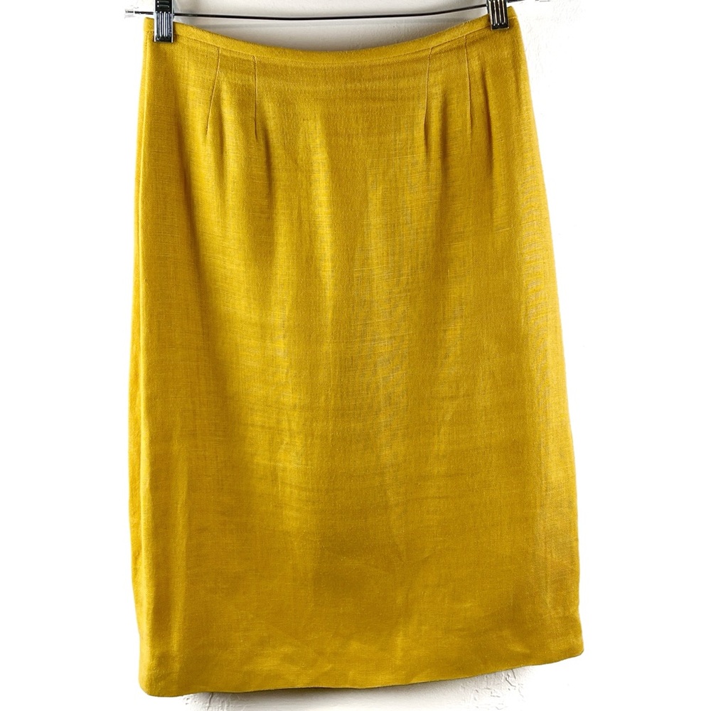 Vintage Spitalnick Skirt Size 6 / 8 Linen Yellow